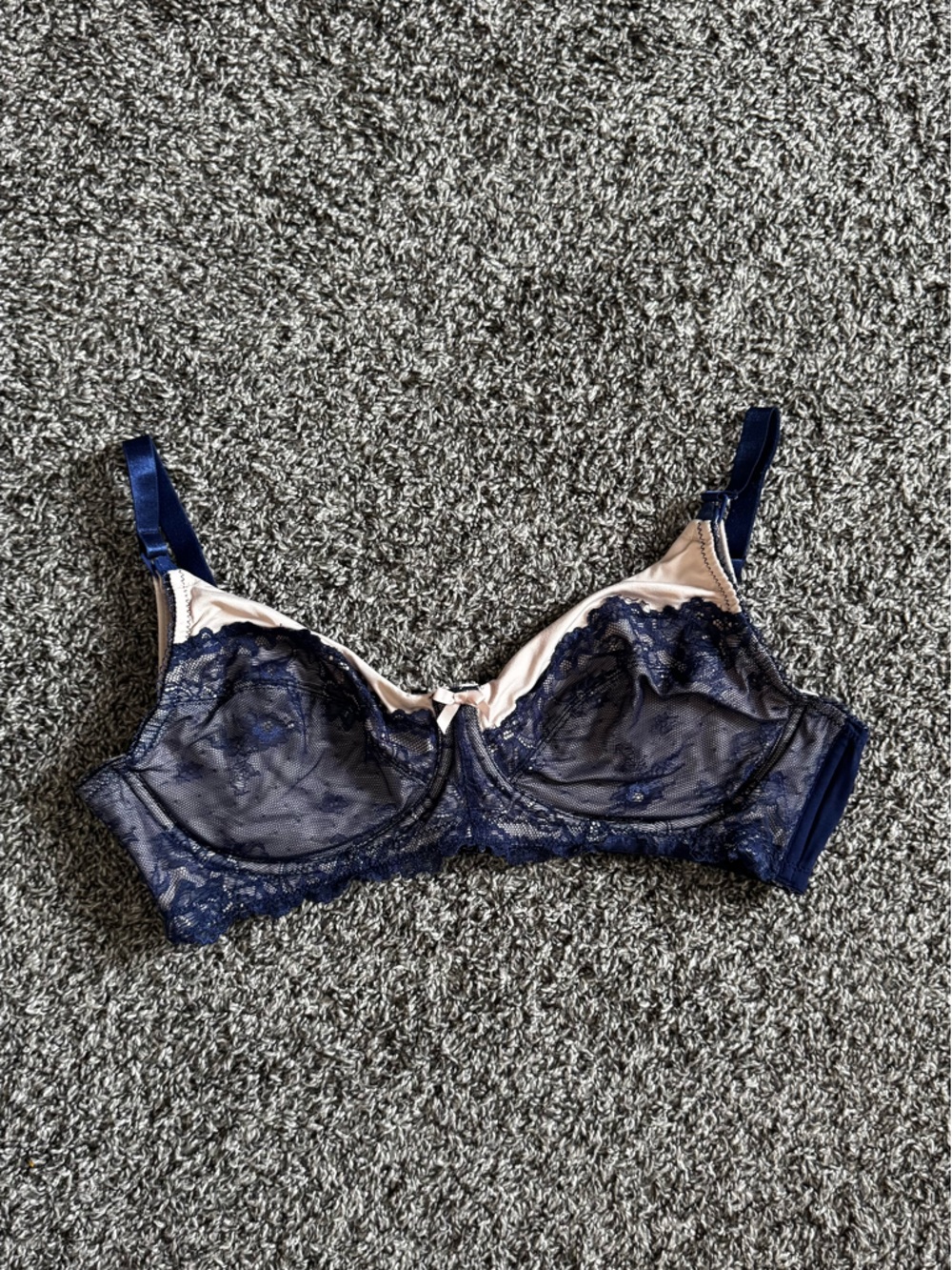 Seraphine Navy Pink Blush Lace Nursing Bra 36C